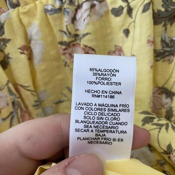 FRYE yellow floral long sleeve cotton dress nwt - Picture 7 of 7